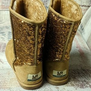LAMO SUEDE GOLD SEQUIN BOOTS